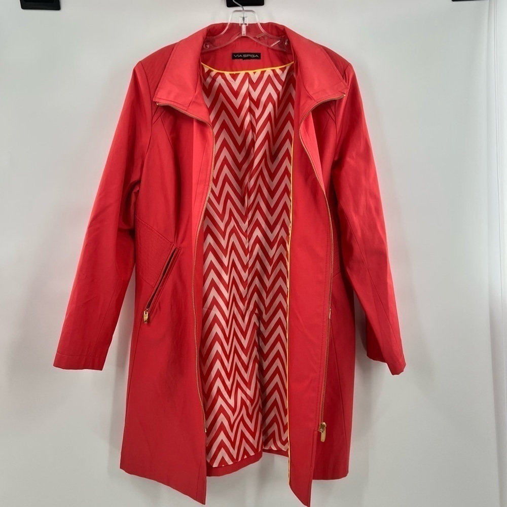 Via Spiga salmon pink full zip long sleeve lightweight jacket coat size L